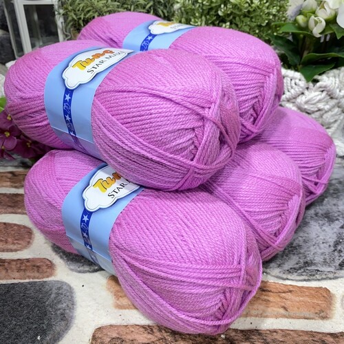 OUTLETYARN - (5 X 100 ) GR TUNÇ STAR MAXİ ÖRGÜ İPİ 0138 PEMBE