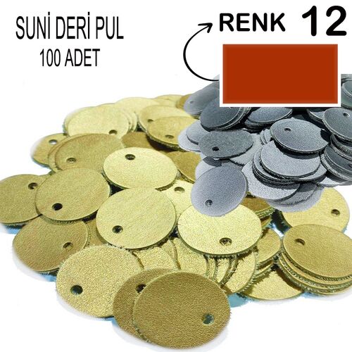 DERİ PUL SUNİ DERİ (100 ADET) 12 KIRMIZI