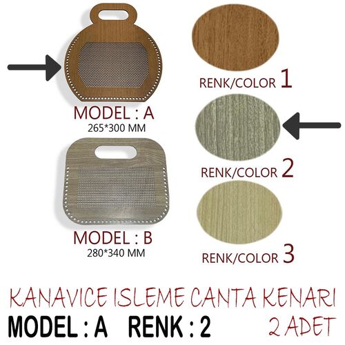 KANAVİÇE İŞLEME ÇANTA KENARI (2 Lİ) (KCK) MODEL A RENK 2 GRİ