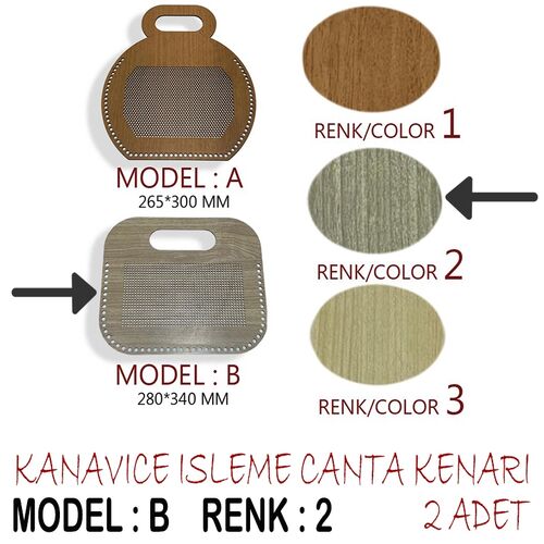 KANAVİÇE İŞLEME ÇANTA KENARI (2 Lİ) (KCK) MODEL B RENK 2 GRİ