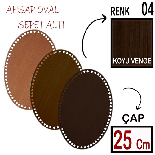 OUTLETYARN - SEPET ALTI AHŞAP OVAL (SAOV) 25 CM KOYU VENGE