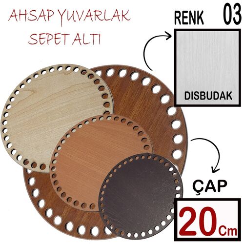 SEPET ALTI AHŞAP YUVARLAK (SAAY) 20 CM DİŞBUDAK BEYAZ