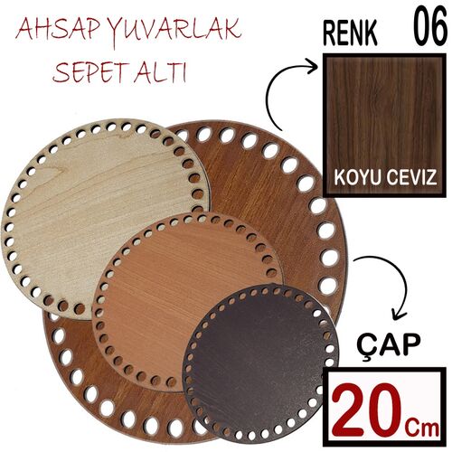 SEPET ALTI AHŞAP YUVARLAK (SAAY) 20 CM KOYU CEVİZ