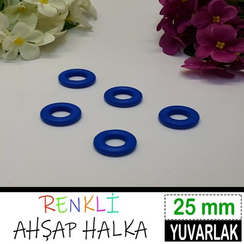 TAHTA HALKA RENKLİ 25 MM MAVİ