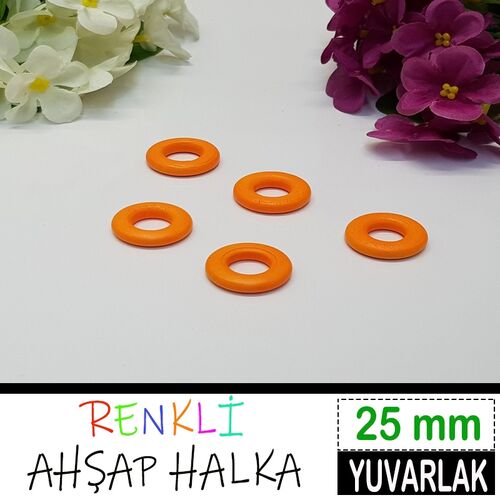 TAHTA HALKA RENKLİ 25 MM TURUNCU