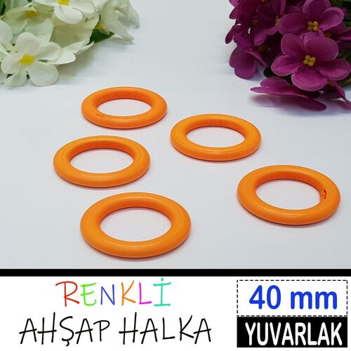 TAHTA HALKA RENKLİ 40 MM TURUNCU