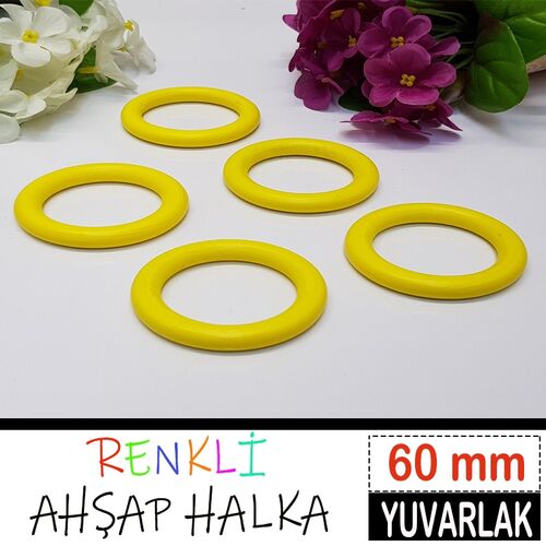 TAHTA HALKA RENKLİ 60 MM SARI