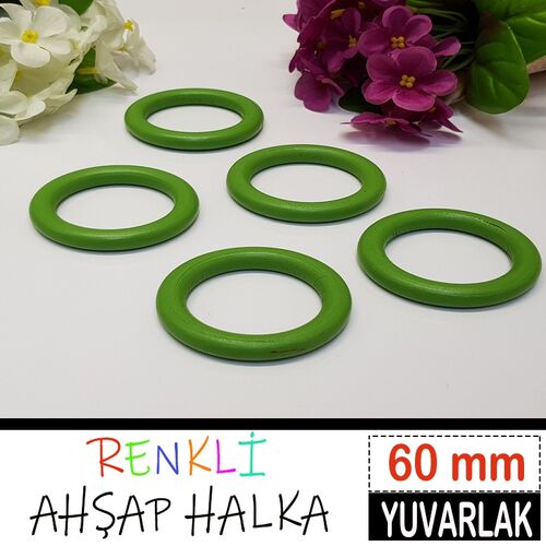 TAHTA HALKA RENKLİ 60 MM YEŞİL